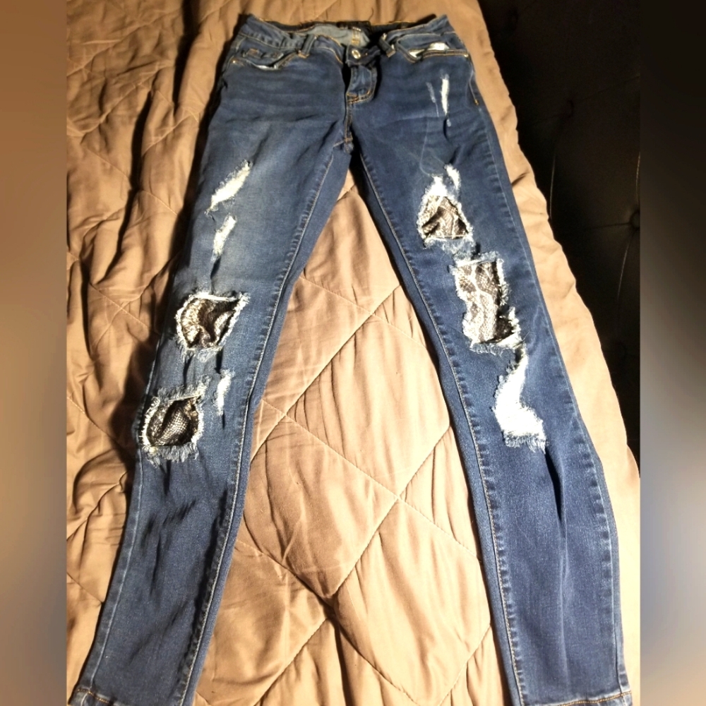 Distressed Judy Blue Snake Print Jeans for Women